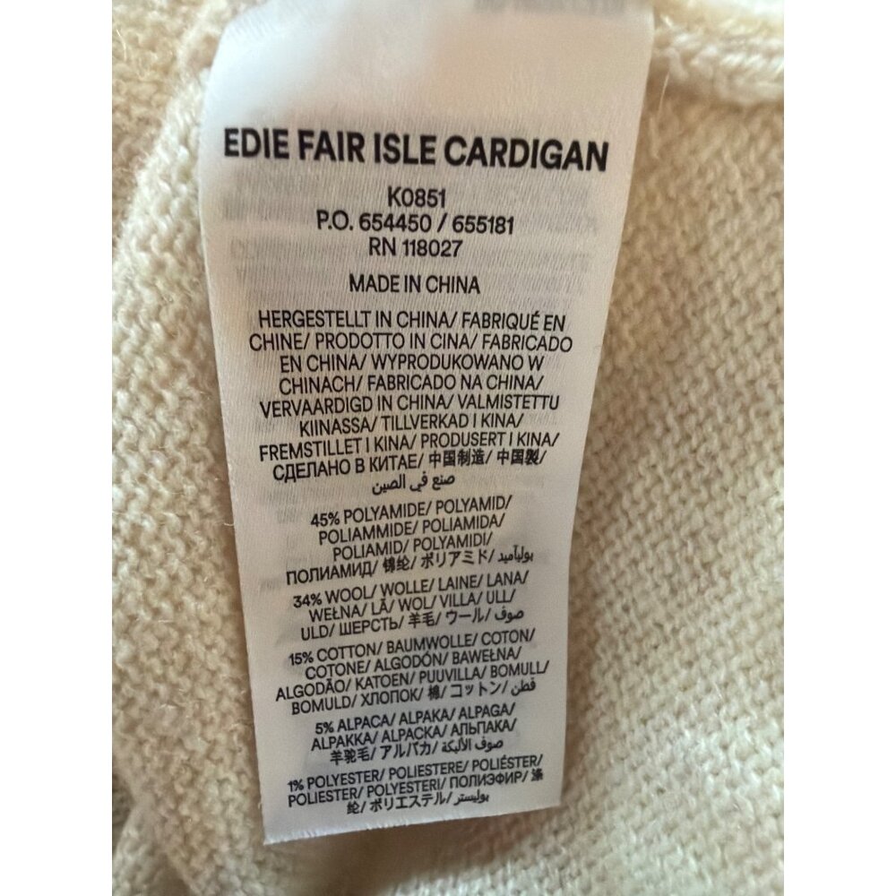 New Boden Edie Fair Isle Alpaca Blend Holiday Cardigan Sweater Cream S MSRP$150 - Picture 8 of 13